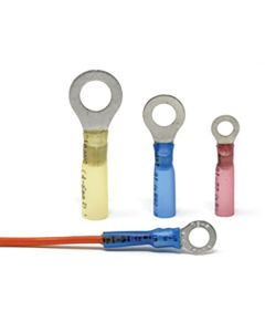 Heat Shrink Insulated Ring Terminals (12-10 AWG - #6, Yellow)