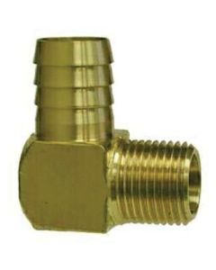 90° Brass Elbow (3/8” Barb, 1/4” NPT)