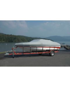 V-Hull Runabout Boat with Windshield and Bow Rails Cover 19' 6" x 96" (Mist Gray)