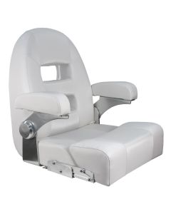 Center Console Helm Flip-Up Bolster Seat (White/White)