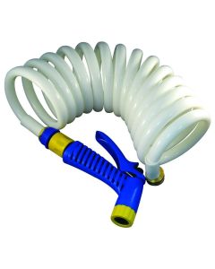 Coiled Washdown Hose with Nozzle (1/2” x 15’)