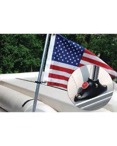 Pontoon Flag Pole Socket with Flag (12” x 18”)