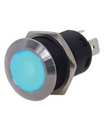 L.E.D. Backlit Stainless Steel Push Button Switch (Momentary Blue LED)